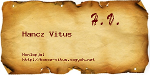 Hancz Vitus névjegykártya